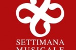 logo settimana bianco sfondo rosso